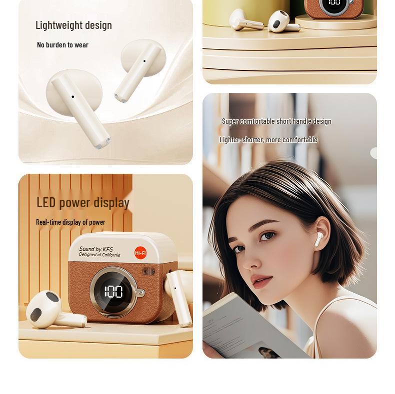 Q86 Retro Camera Style Bluetooth Earphone Case with Digital Display and Long Battery Life - Original Q Series In-Ear