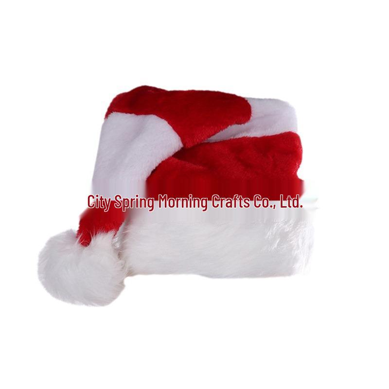 Cross-Border eBay Christmas Hat: Red/Green & Red/White Splicing, Long Plush, Holiday Decoration Accessory