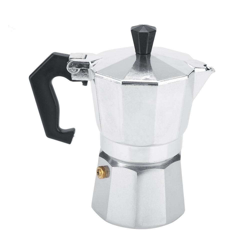 

Aluminum Moka Pot 2 Cup Size 100ml Capacity Stovetop Coffee Percolator Silver Italian Coffee Maker Cafe Brewing