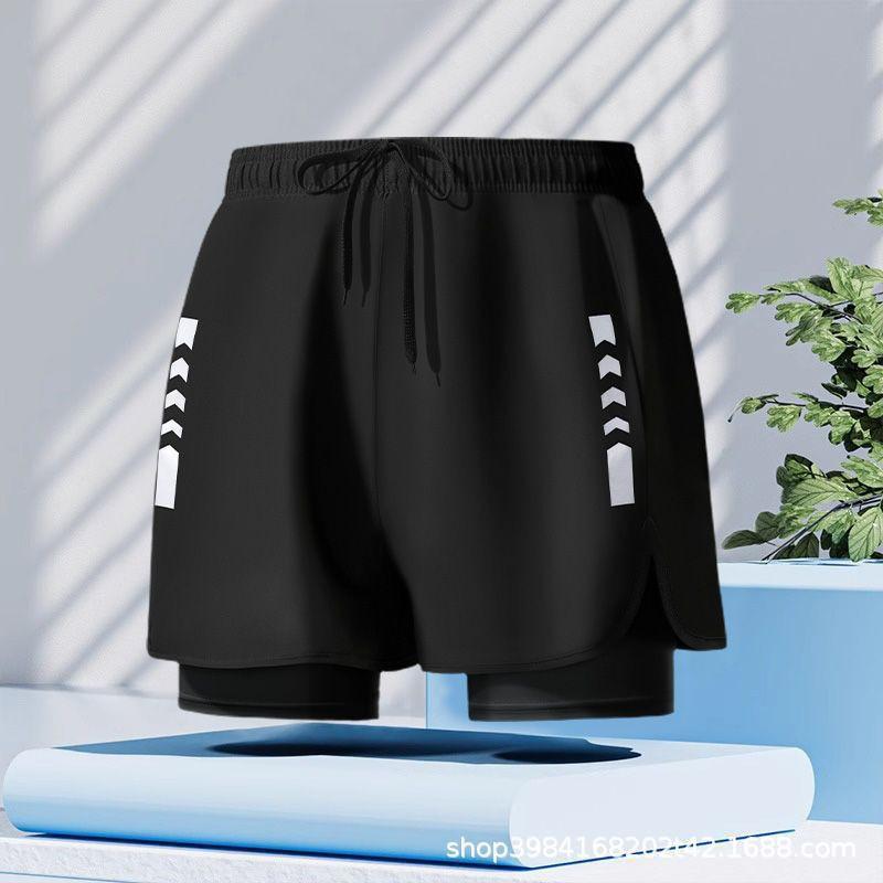 Mens Quick-Dry Swim Trunks With Inner Brief Support Loose Fit Athletic Board Shorts Swimming Beach Surfing