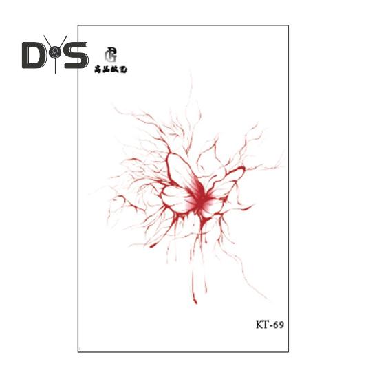 

Временные татуировки-наклейки на Хэллоуин с красным узором, легко наносимые поддельные татуировки, водонепроницаемые украшения для вечеринок I