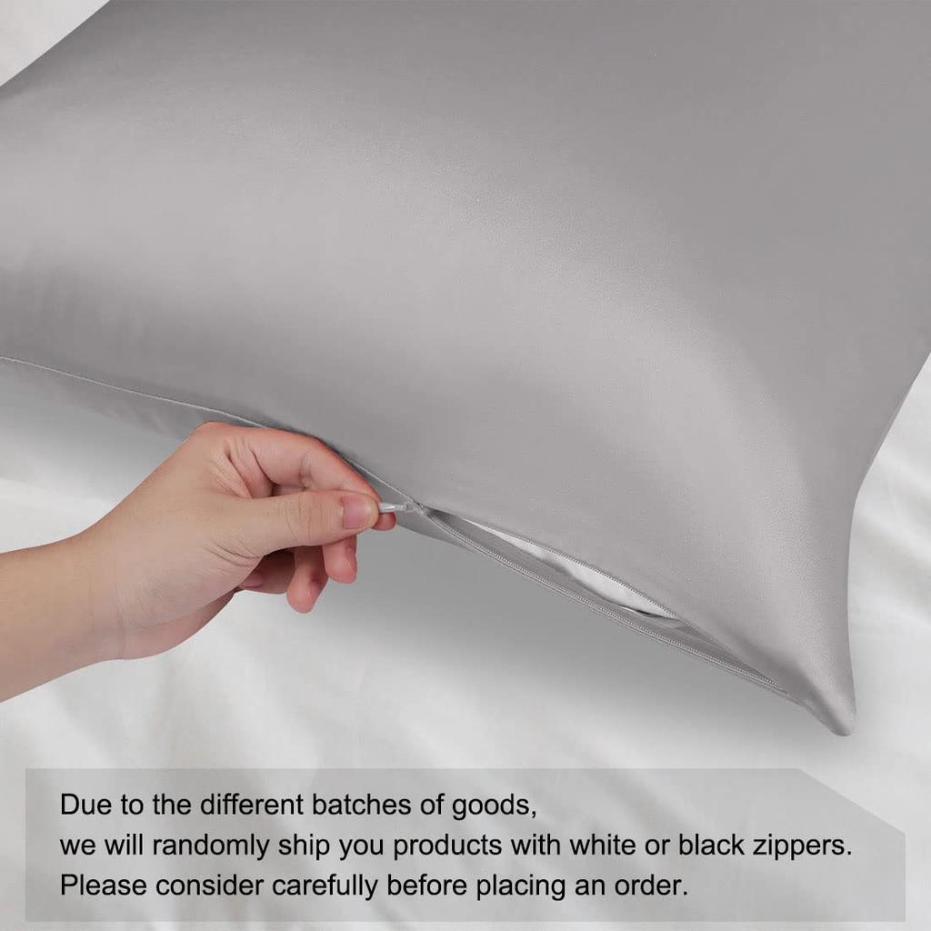 PiccoCasa Silk Pillowcase for Hair and 600 Thread on Each Silk Pillowcase with 80x80cm Skin, Count, 22" Side, "Momme" Zipper, Gray,