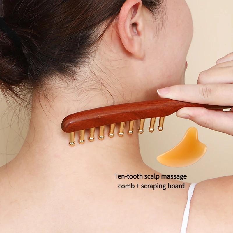 10-Tooth Scalp Massage Comb And Gua Sha Board for Body Scraping And Head Relaxation