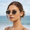 1pc Retro Geometric Sunglasses for Women Y2K Gold Metal Frame with Tinted Lenses Sun Shades for Street Music Festivals & Daily