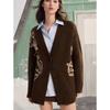 ELLE Women's Retro Embroidered V-Neck Knit Cardigan