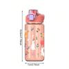 1pc 600Ml Student Sippy Cup Water Bottles Creative Cartoon Feeding With Straws And Lids Spill Proof Portable Beverage Cups