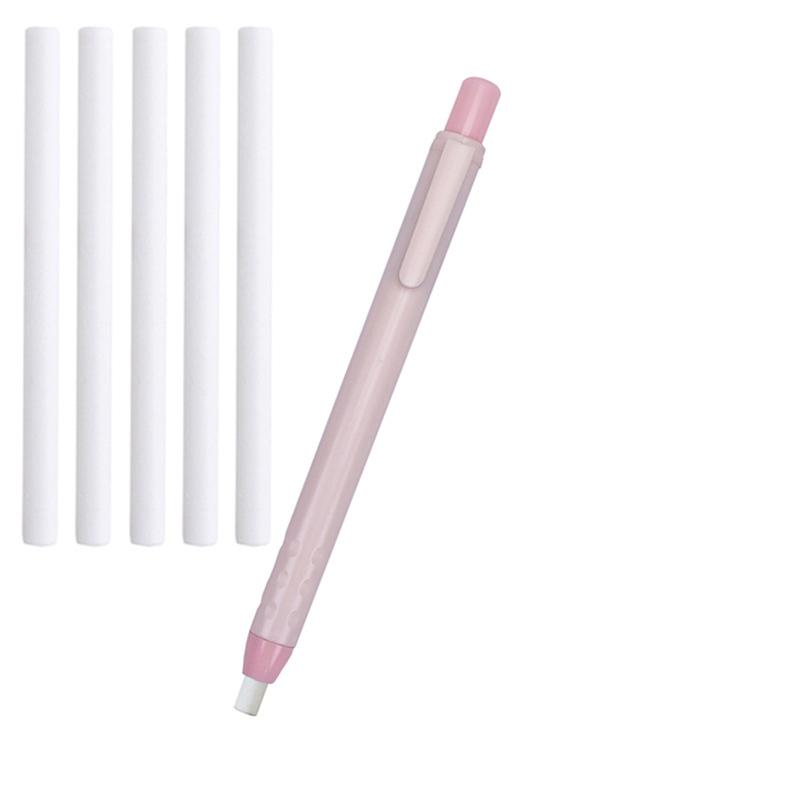 6Pcs/Set School Students Stationery Creative Pen Shape Press Type Pencil Eraser With Replaceable Core Painting Erase Supplies