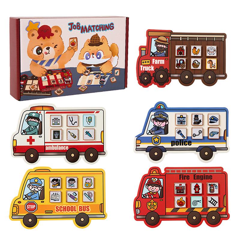 Children'S Early Education Matching Game Five Style Life Scene Matching Fire Engine Matching Educational Toy For Kids