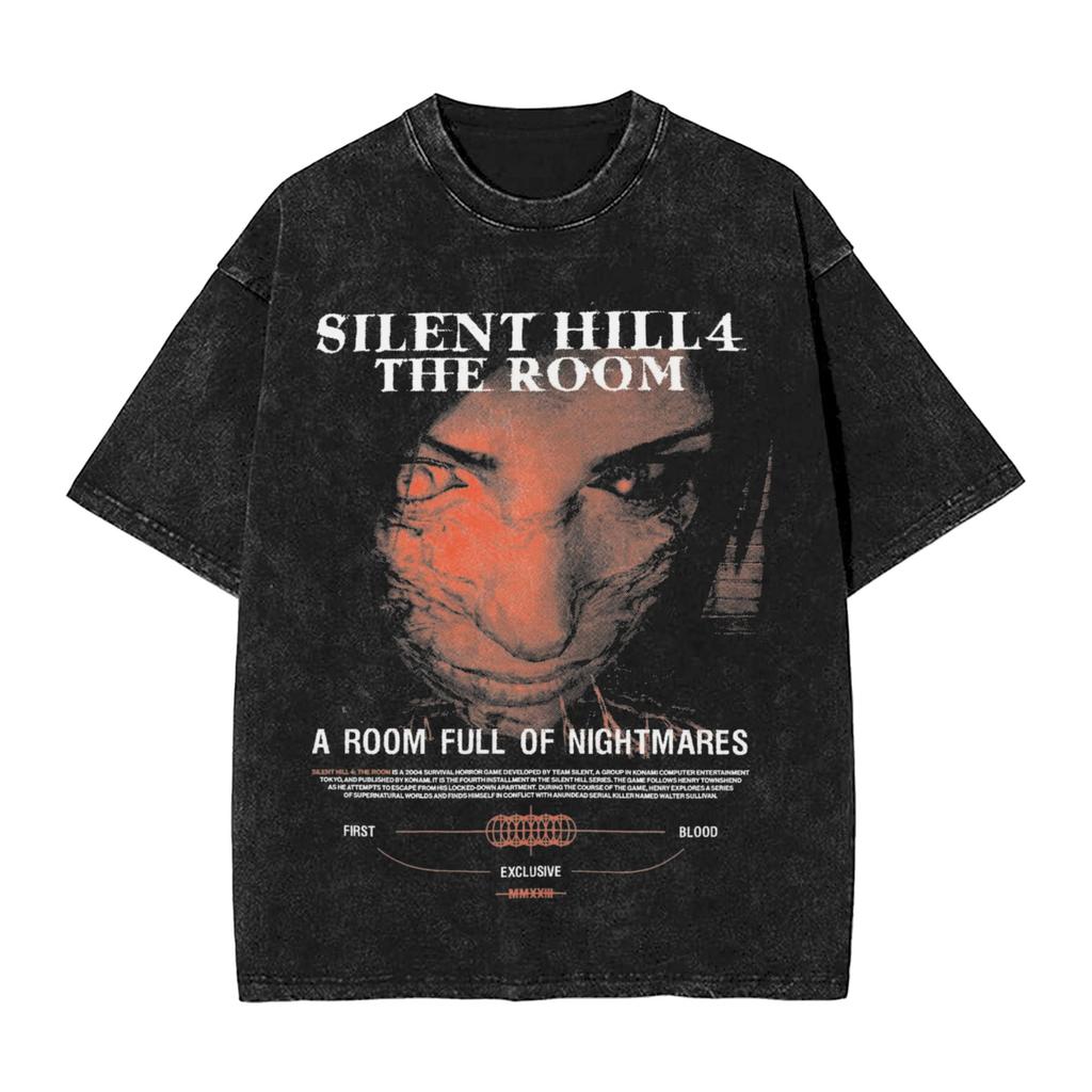 Washed T Shirt Silent Hill Emblem The Halo Of The Sun Tshirt Oversize Pc Videogames Survival Horror 100 Cotton Printed Tees