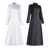 Halloween Cos Performance Dress Clerical Dress Robe Cosplay Costume Black White Long Pastor's Suit