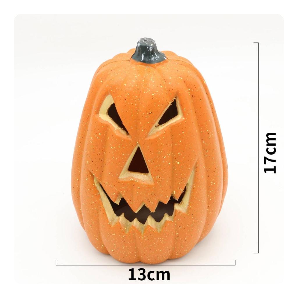 Spooky Pumpkin Ornament with Cutout Face | Speckled Orange Finish, JackO'Lantern Ornaments, for