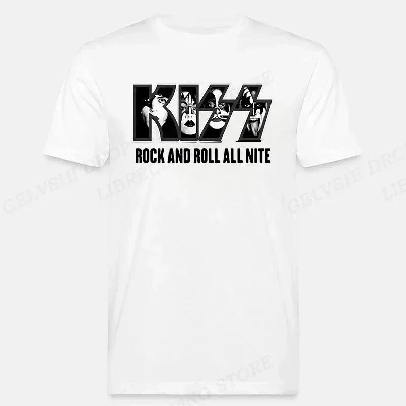 Kiss Band T-shirt Herr Dam Mode T-shirt Bomulls T-shirt Street Hip Hop Tee Unisex Camisetas Hombre Sporttoppar Rockbandströja