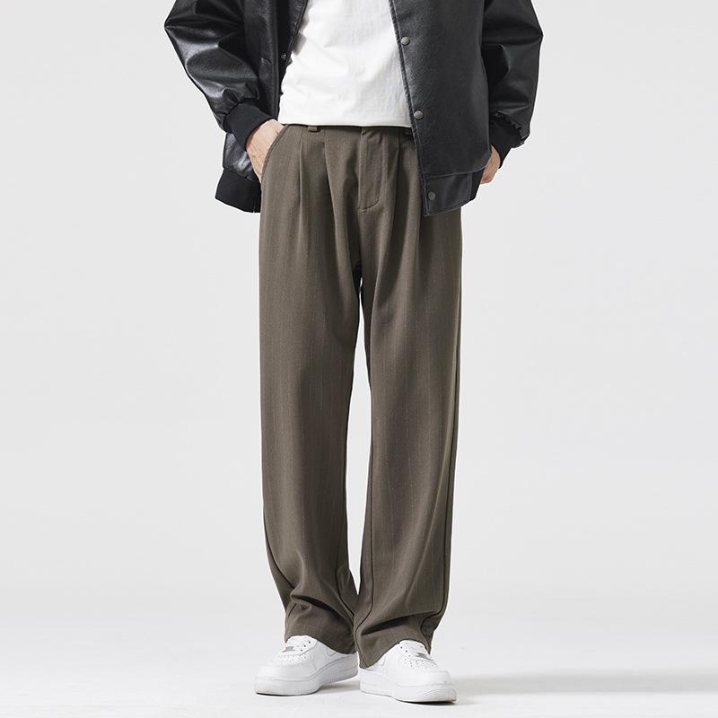 American Pinstripe Drape Casual Pants Men's Autumn Loose Large Size Straight Trousers Men's High-end Trousers