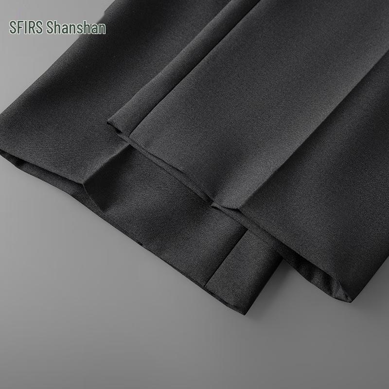 Calças Sociais Masculinas de Lã Mista, Antirrugas, Corte Reto