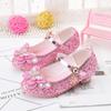 Fashion Children Princess Shoes Glitter Rhinestone Girls High-heels Leather Shoes for Party Wedding Kids Versatile Single Shoes