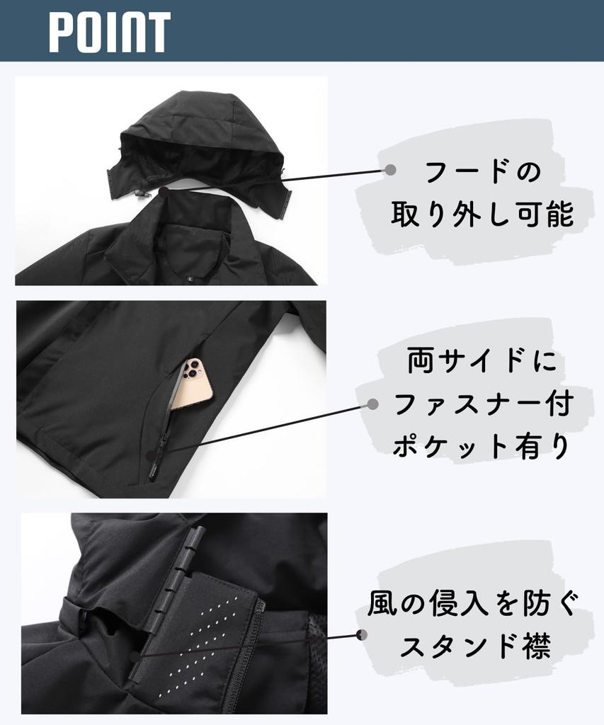 Elixio Mountain Perfect for Outdoor Plus Sizes Spring Men's Windbreaker, Hoodie, Blouson, Parka, Lightweight, Cold-Resistant, Windproof,