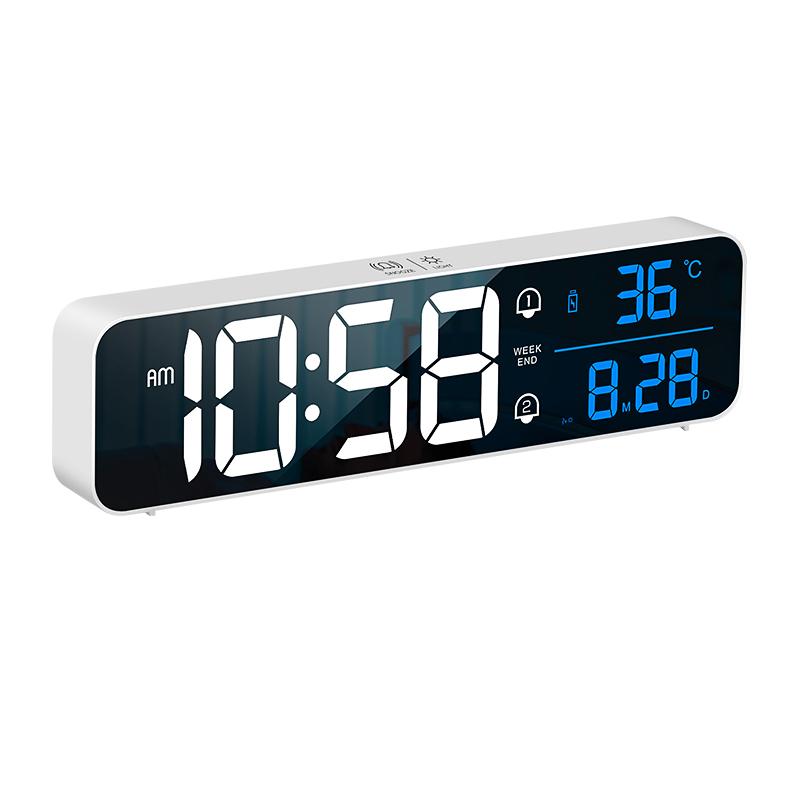 LED Digital Alarm Clock Wall/Table Electronic Clock with Temperature Snooze Date Weekday & Dual Alarms 40 Ringtones