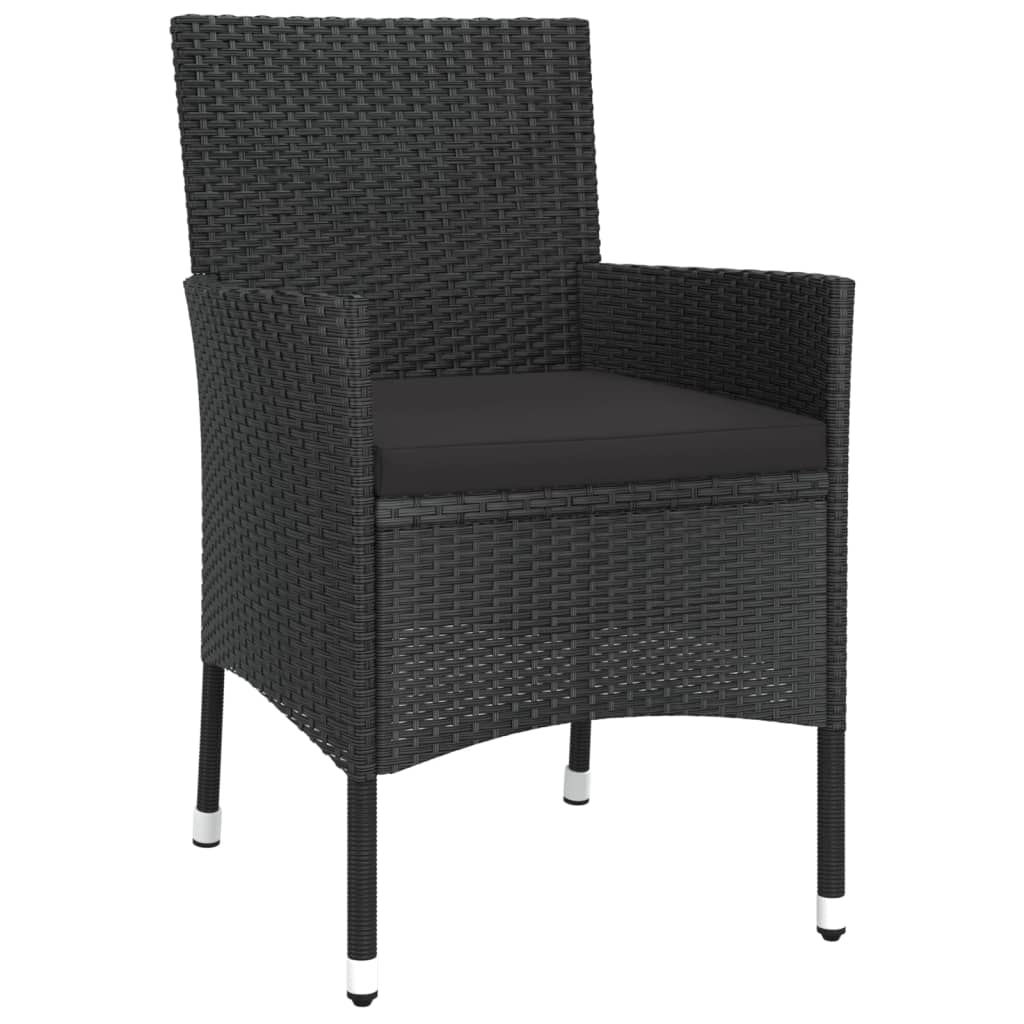 Vidaxl 5-Cz. Garden Furniture Set With Cushions, Black, Poly Rattan