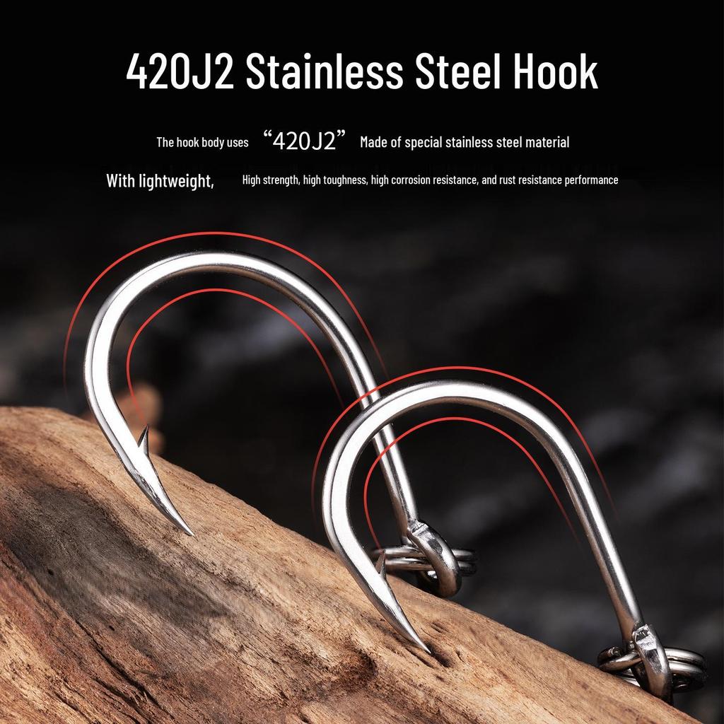 ECOODA Green Blue Stainless Steel Anti-Corrosion Spinner Hook for Sea Fishing