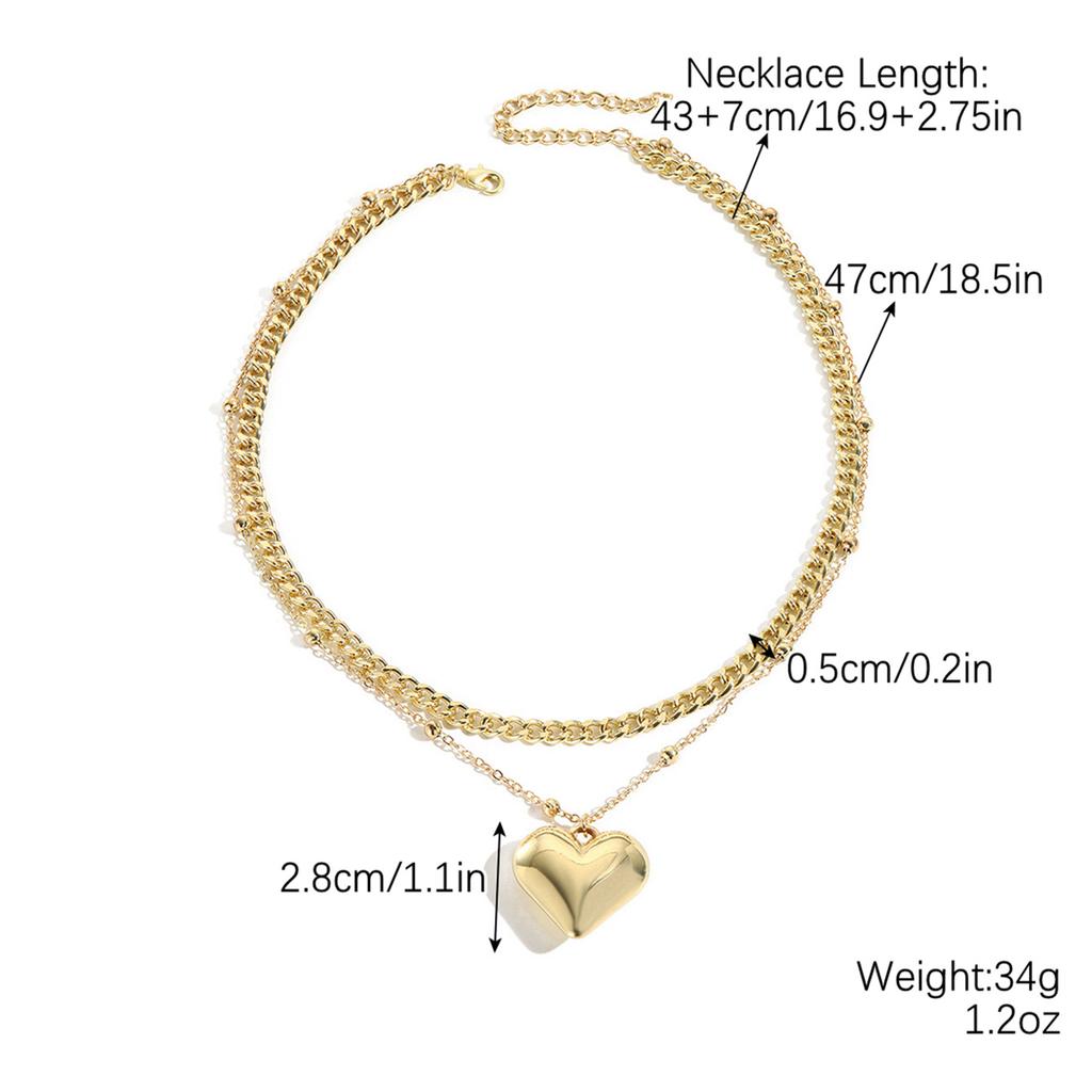 Necklace for Women Layered Necklace Heart Pendant Thanksgiving Day Necklace Jewelry Three Dimensional Love Necklace Elegant Necklace