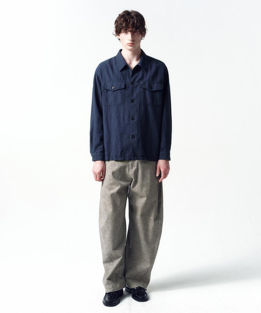 INSILENCE Garment-Dyed Fatigue Shirt Navy