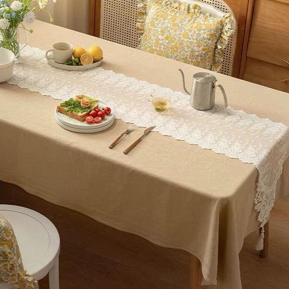 White Lace Table Flag American Nordic Long Tablecloth Light Luxury Coffee Table Dining Table TV Cabinet Tablecloth Cover Towel