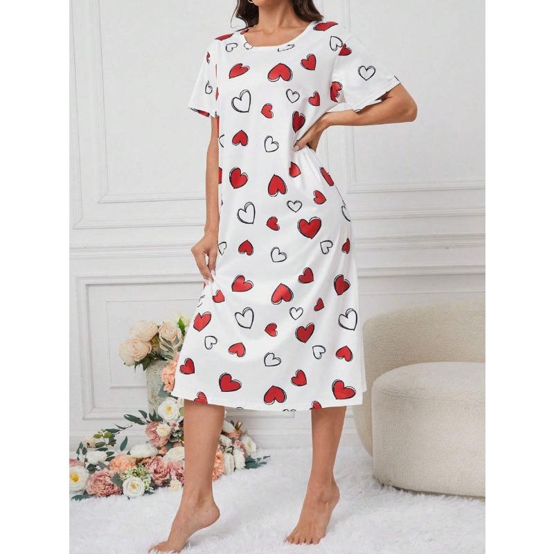 

Большой размер, круглый вырез, короткий рукав, синий цвет с цветами абрикоса, домашняя одежда, ночная рубашка, платье, повседневный стиль, женская одежда с принтом XL