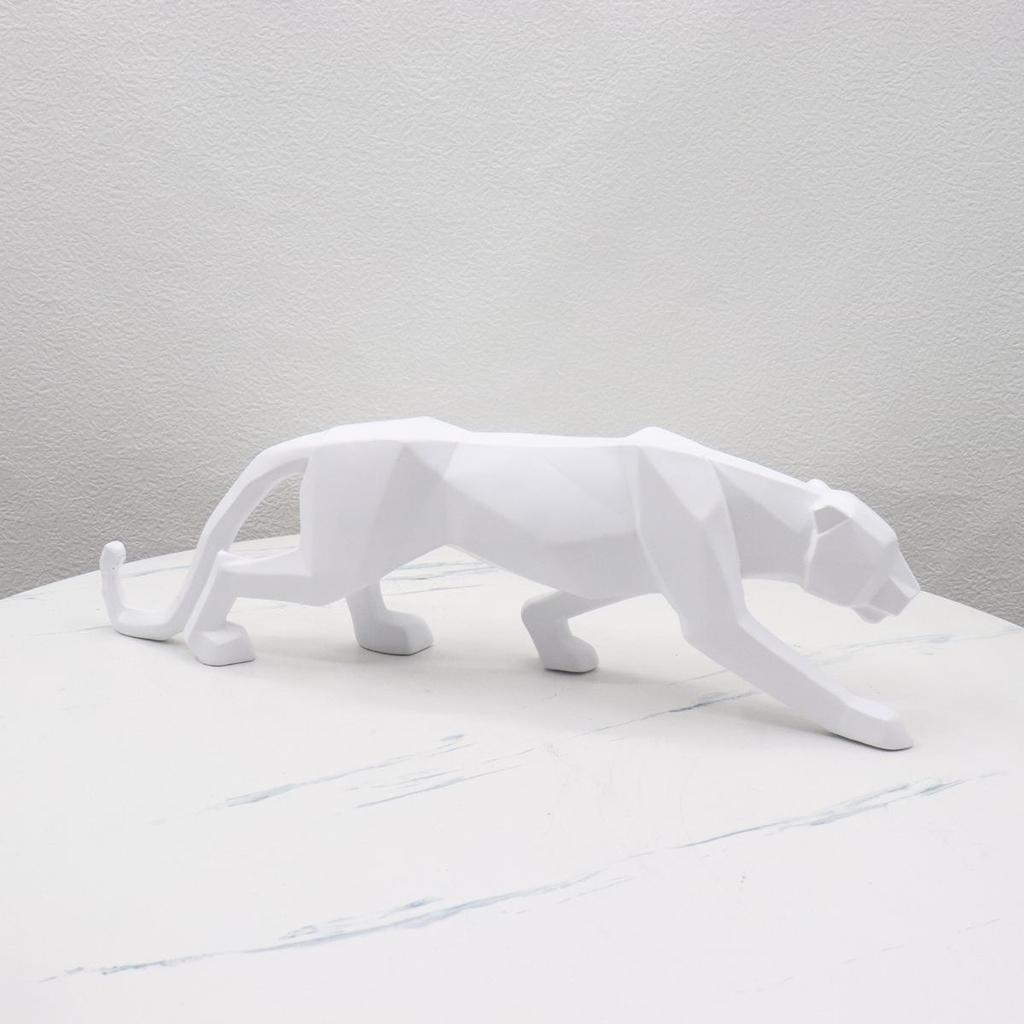 Geometric Leopard Figurine: Creative Resin Decor for Bedroom and Living Room
