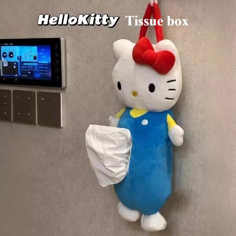 HelloKitty Anime Character Tissue Box Kawaii Hanging Plush Holder Car Home Desktop Decor Gift