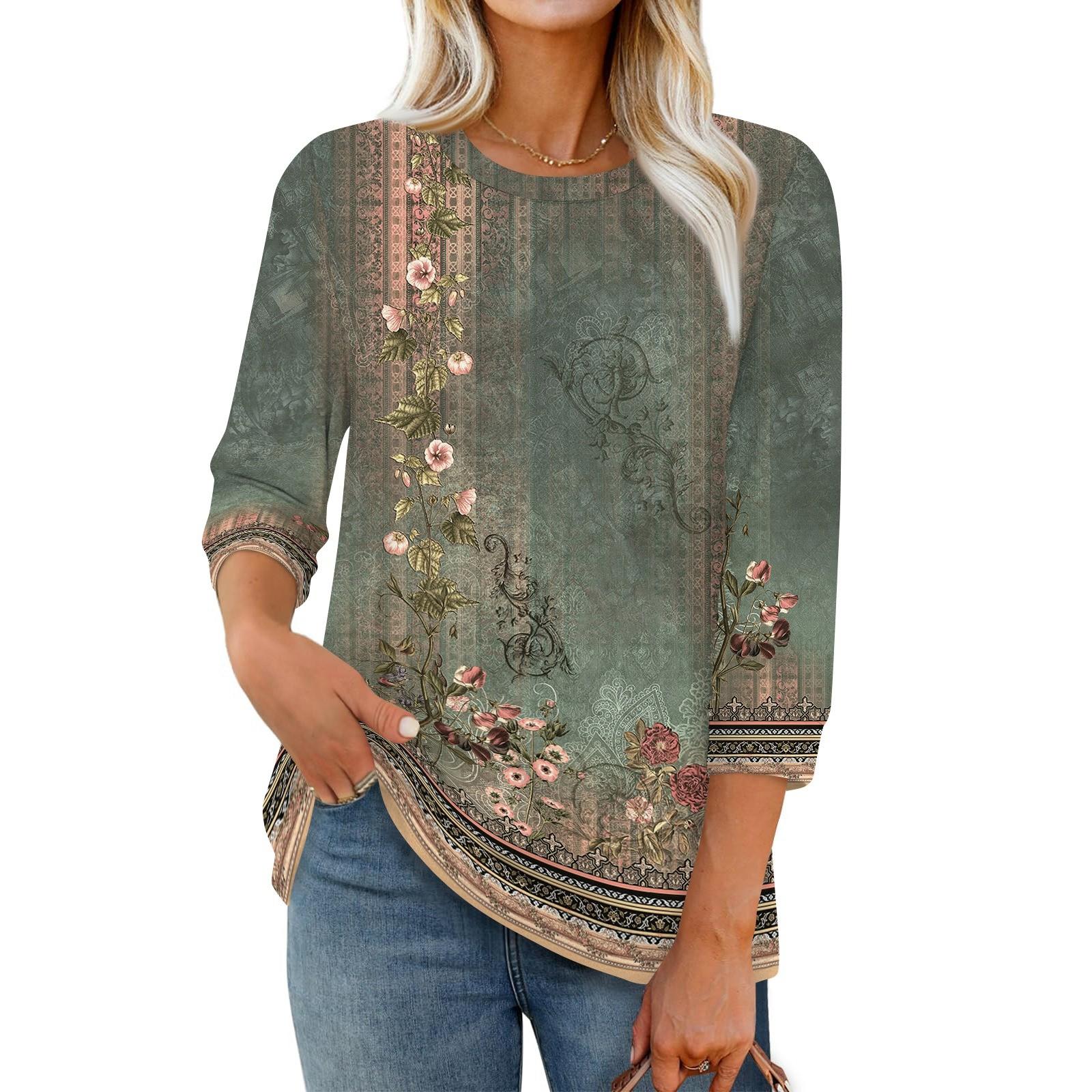 

Женская футболка с рукавом 3/4, туника, повседневная, для выходных, модная, базовая, обычная M