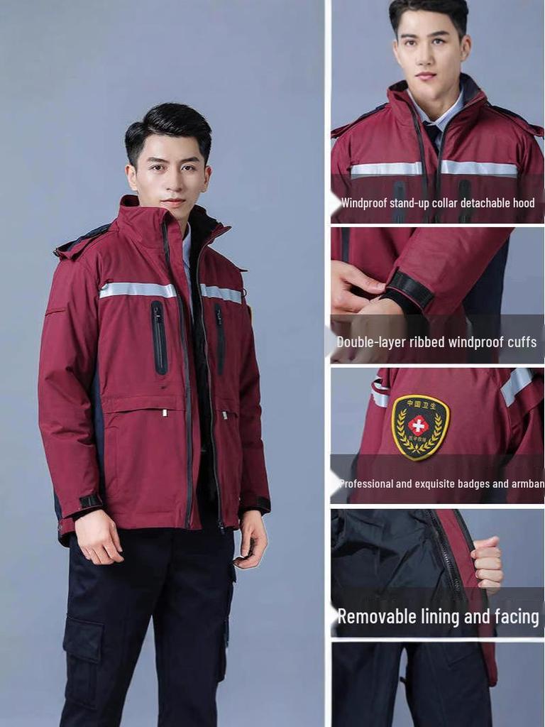 Health Emergency Cotton-Padded Windbreaker Suit for Hospital First Aid Rescue