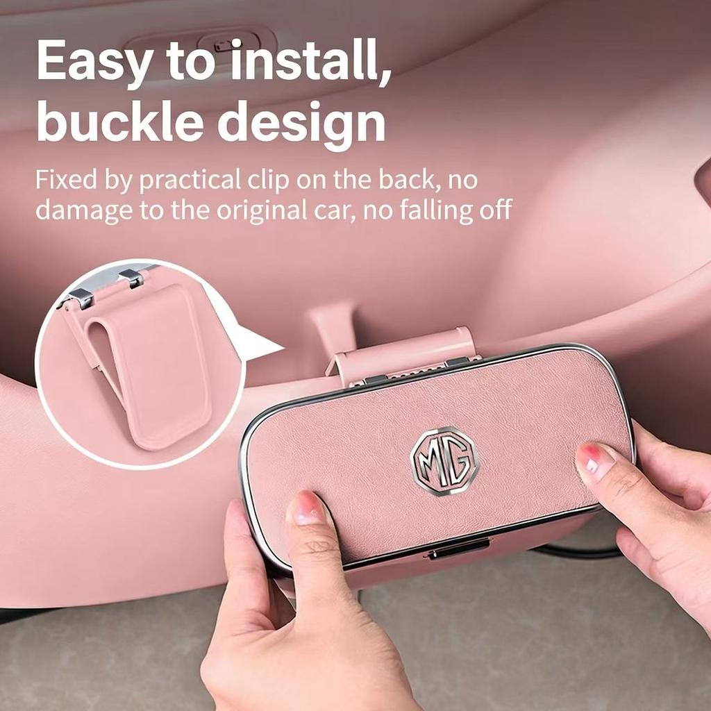 Car Trash Can with Button Lid for MG MG4 EV / ZS EV / HS / MG9, Wet & Dry Dual-Use, Hanging Car Storage Bin & Storage Box wue1