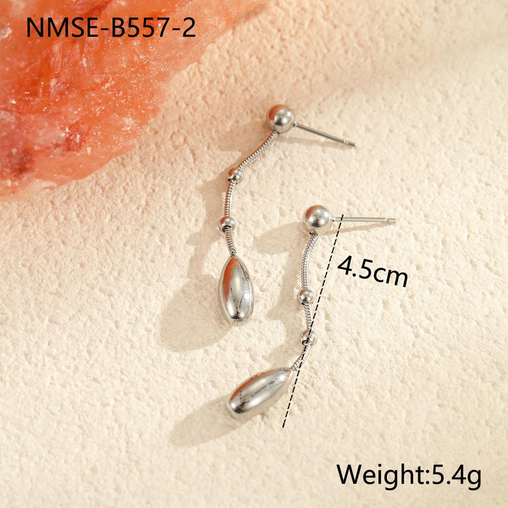 European and American Fashion Fringed Water Drop Earrings Stainless Steel Earrings Light Luxury Titanium Steel Necklace Y-chain Jewelry