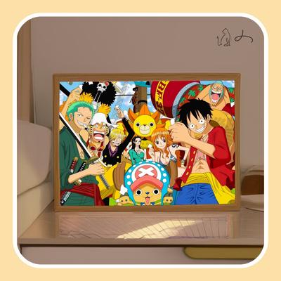 One Piece Light Painting Luffy Zoro Figure USB Night Lamp