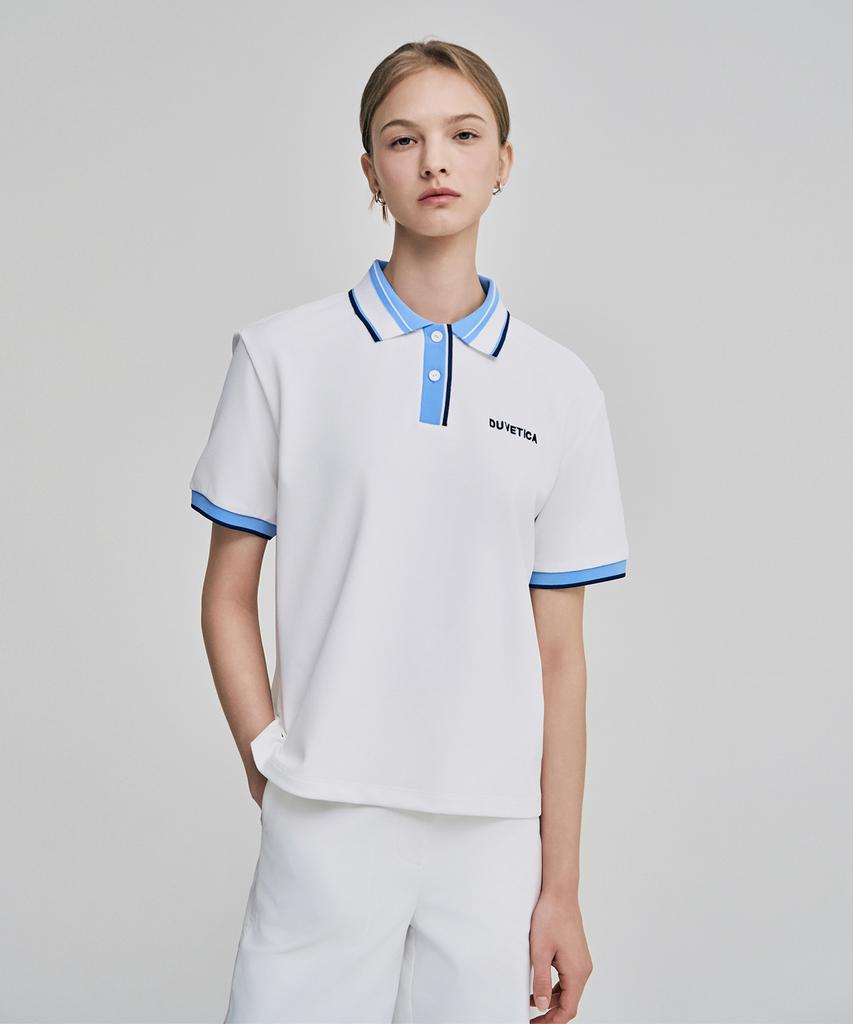 DUVETICA Bolsover (Light Ivory) (Women'S Short-Sleeve Collared T-Shirt)