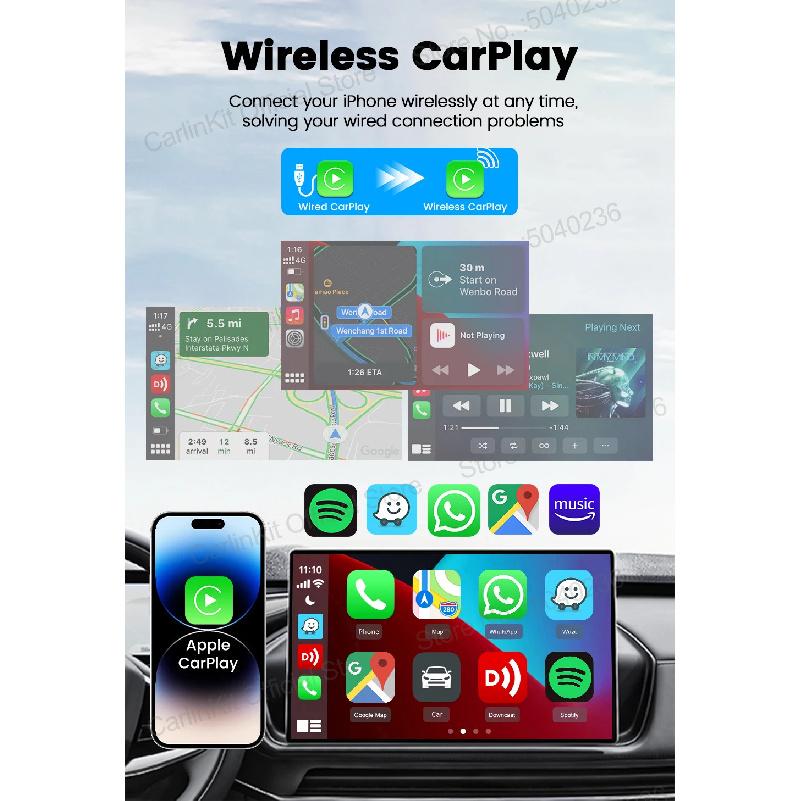 Mini Ultra 3 CarlinKit Wireless Android Auto & CarPlay Adapter 2.4Ghz&5Ghz WiFi BLE Auto Connect OTA Upgrade Mini Smart Car Box