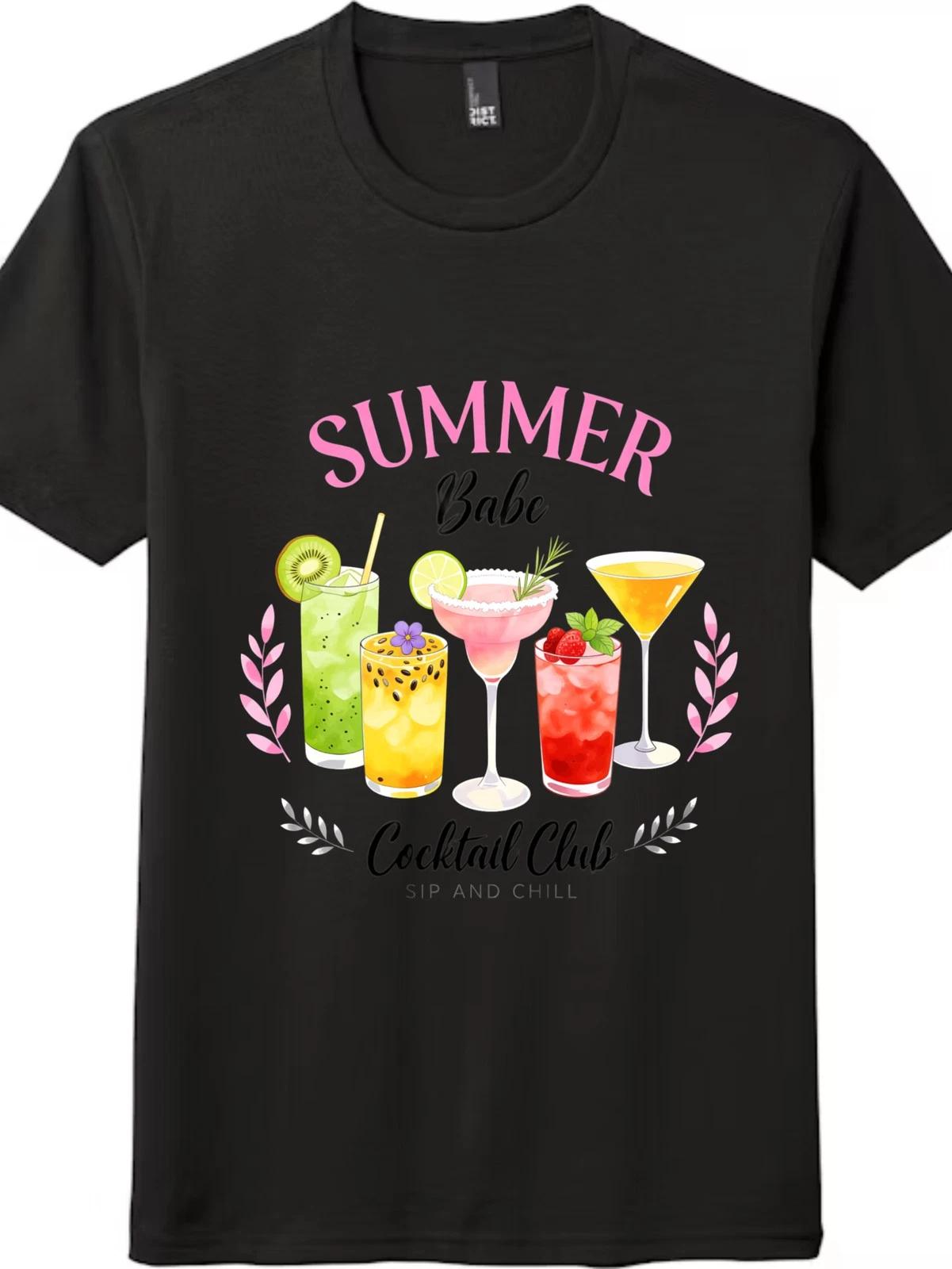 Summer Babe Cocktail Club Graphic T-Shirt Unisex Vacation Tee,Free Shipping 3XL