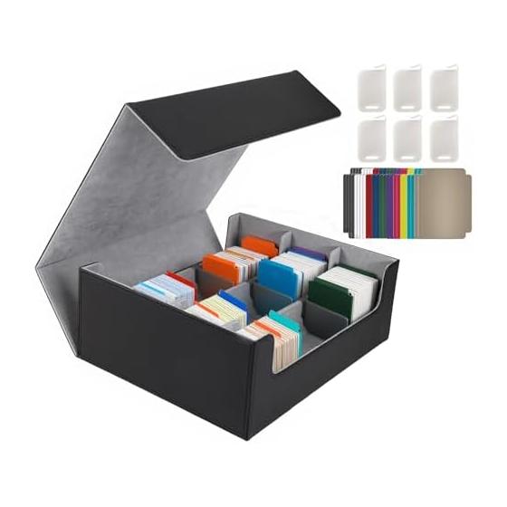 Deck Case Card Storage Large Capacity Card Case PU Leather Trading Card Storage Trading Card Case Storage Box 24 Pieces Divider Board with Card