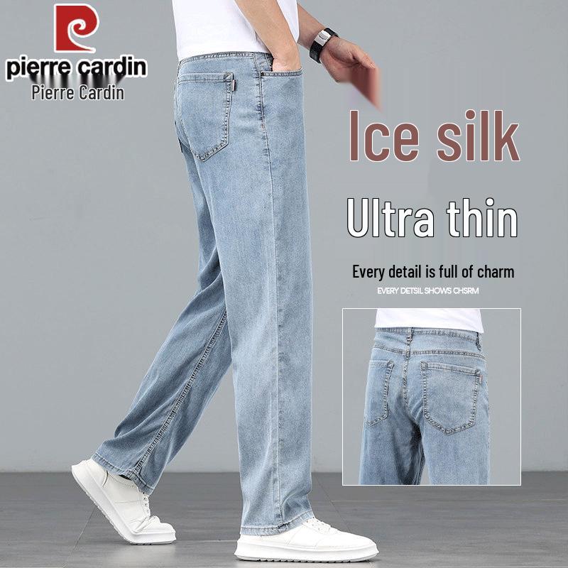 

Pierre Cardin Men s Summer Ice Silk Tencel Straight-Leg Jeans 40