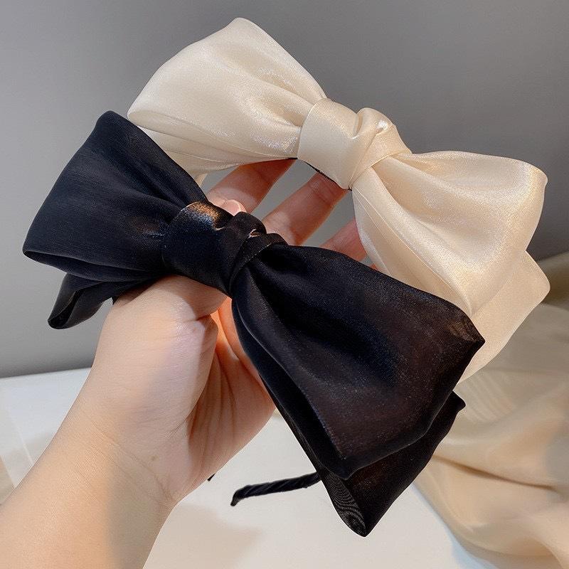 1Pcs Hair Accessories Spring/Summer Girl Glossy Bow Bezel Headband Solid Color Hair Band For Women
