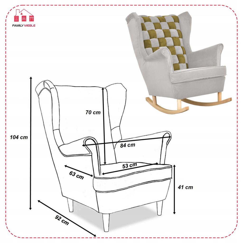 Carol Duo Family Furniture Wingback Rocking Chair Gray Green Checkered Olive