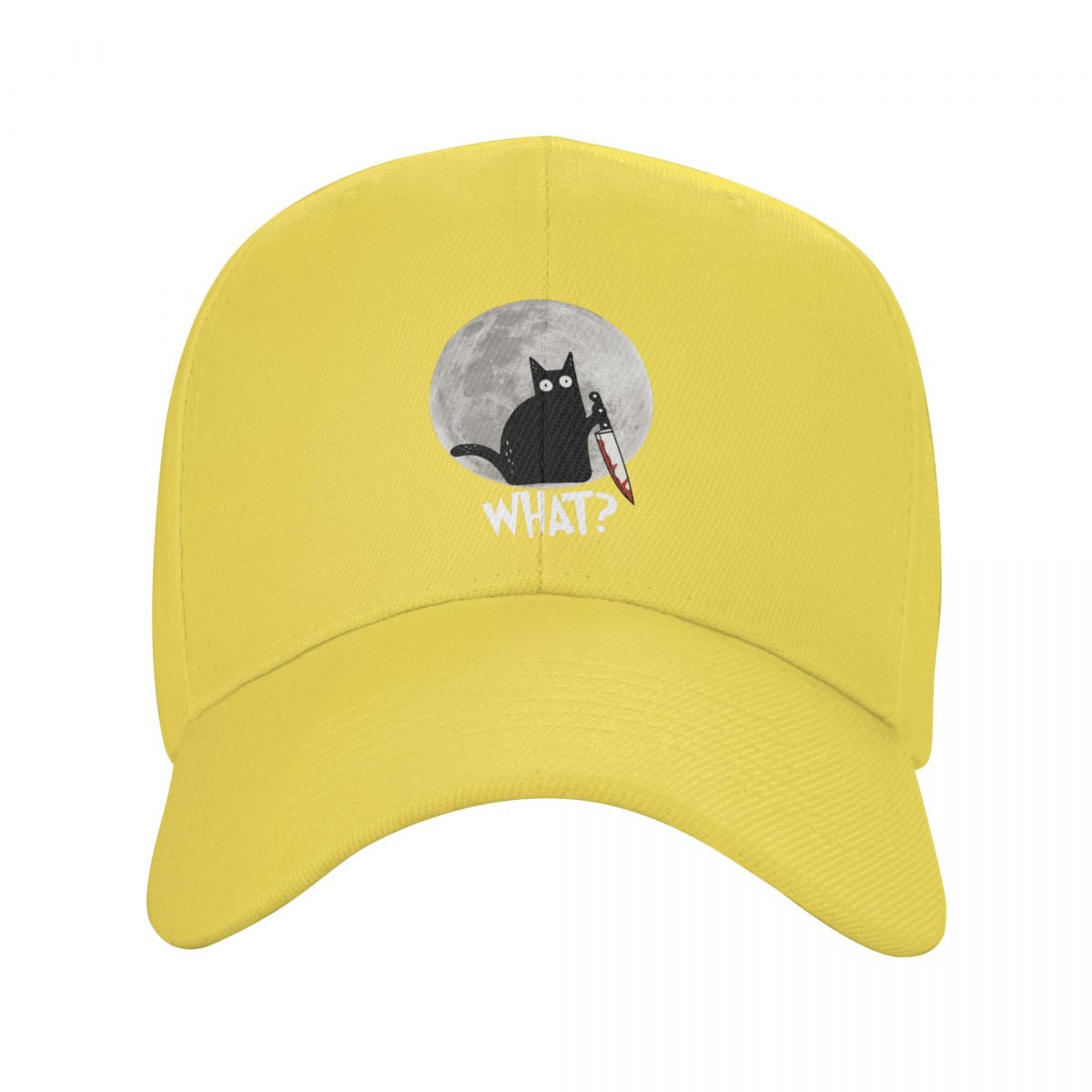 

Классическая бейсбольная кепка What Cat Full Moon, регулируемая забавная бейсболка для Хэллоуина, черная убийственная кошка с ножом, шляпа папы, уличные кепки Snapback Adjustable Cap