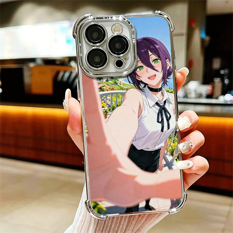 Anime Character R-Reze CSM Soft Phone Case For iPhone 15 16 17 Air 14 Pro Max 16E Plus 13 12 Mini Plating Anti-Fall Fundas