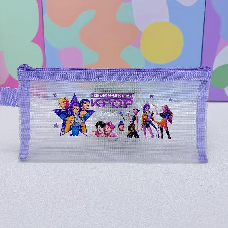 Kpop Dämonenjäger Schreibwaren-Set Stifte Lineal Anspitzer Federmäppchen Radiergummi-Set Niedliche Schüler Schulanfangsbedarf Geschenk