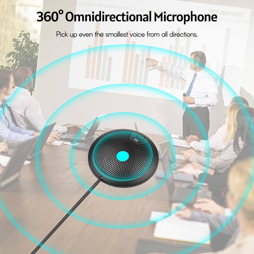 USB-stasjonær kondensatormikrofon 360 grader Omnidireksjonell mikrofon med 2 m lang kabel Type-C-plugg for