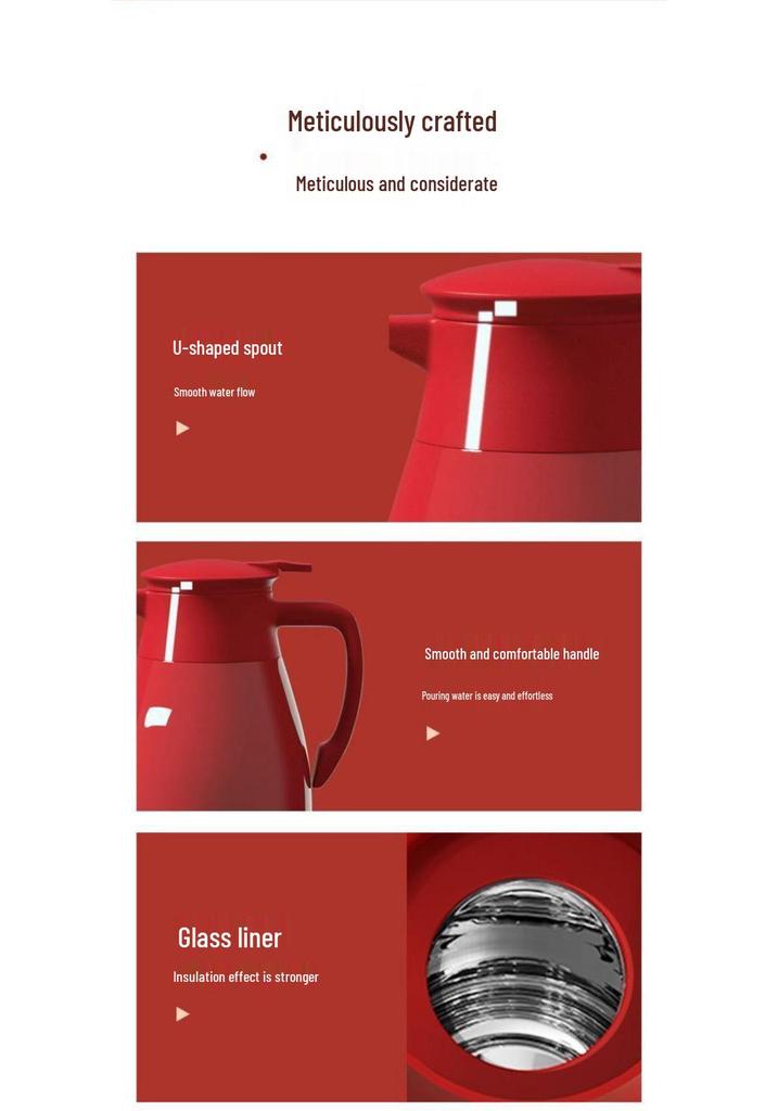 Year of the Horse 2026 Large Capacity Red Thermos Kettle with Glass Liner