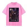 Tsugikuni Yoriichi Kokushibo Print T-shirt Demon Slayer Anime Clothing Men Cotton Tshirts Vintage Washed Tee T Shirt