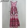 BITCED Spring Collection Bohemian-inspired Elegant Mid-Length Wide-Hem Printed Halter Neck Dress