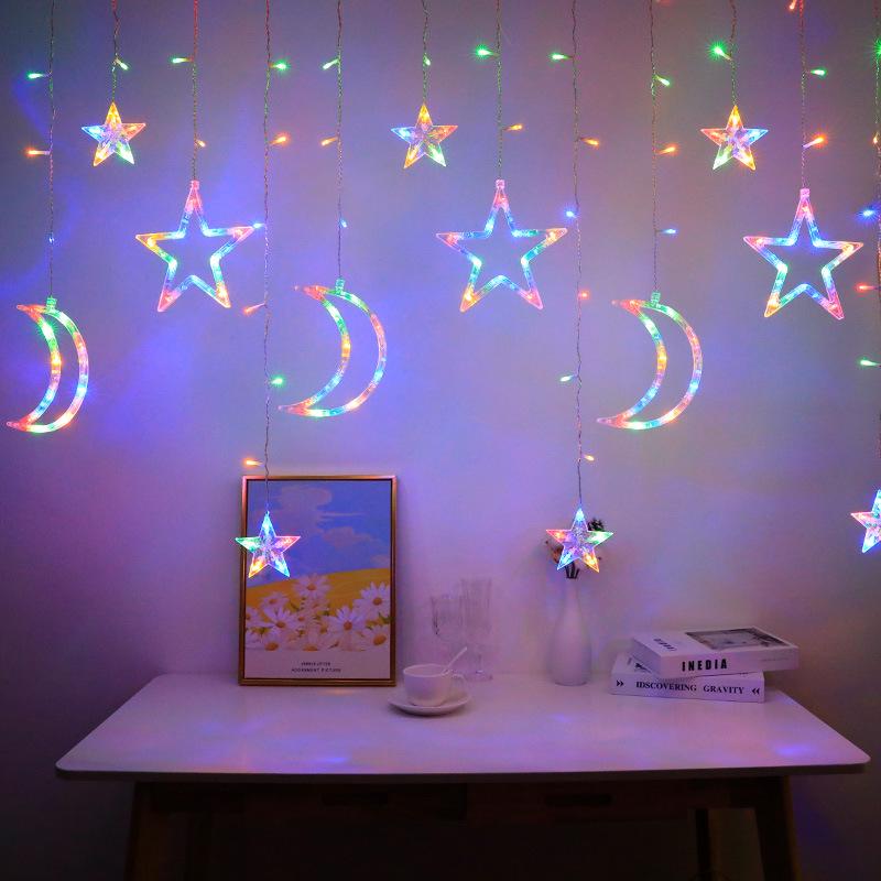 Twinkling LED Curtain Lights with Wishing Ball, Star, and Bell Accents for Christmas and Birthday Decor