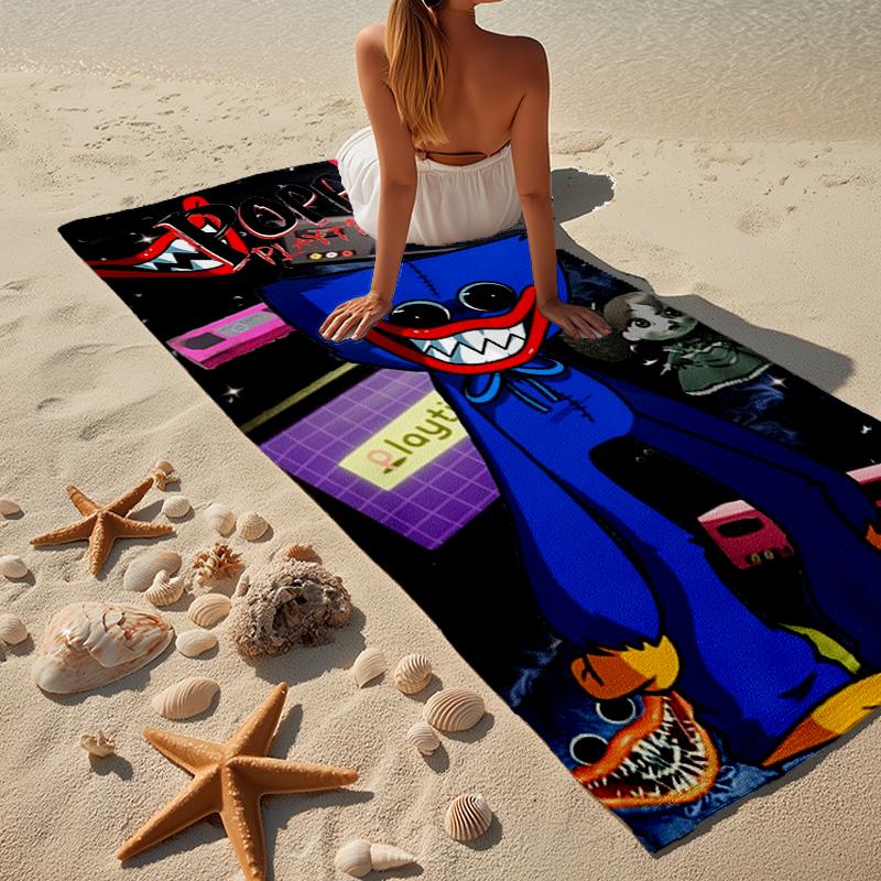 Blue Monster Huggy Family Beach Towel, Super Soft Microfiber, Gift for Her/Him, Birthday, for Pool, Beach, Travel, Home Decor Fan gifts